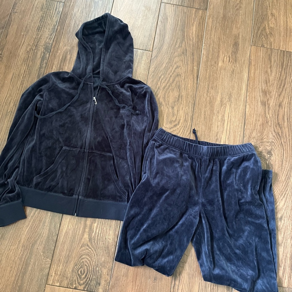 Juicy Couture velour tracksuit navy set zip up and sweatpants